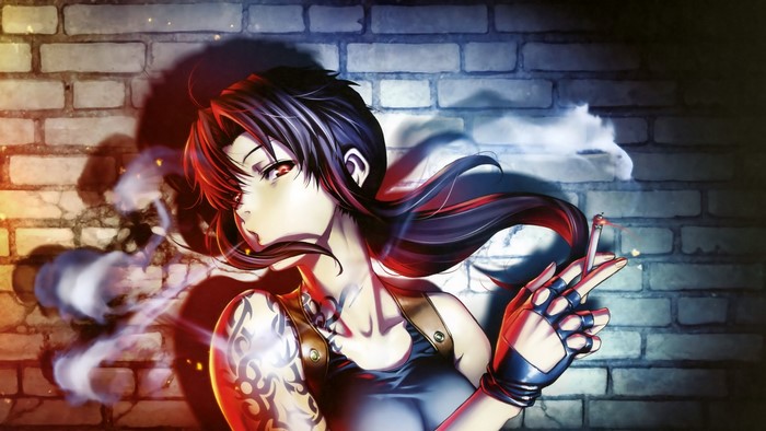 Revy from Black Lagoon smoking