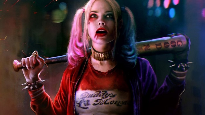 Harley Quinn from Suicide Squad holding a baseball bat