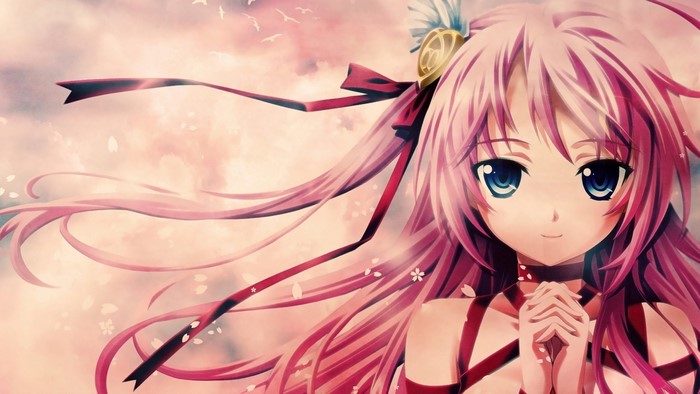 Anime Girl with Pink Hair and Blue Eyes