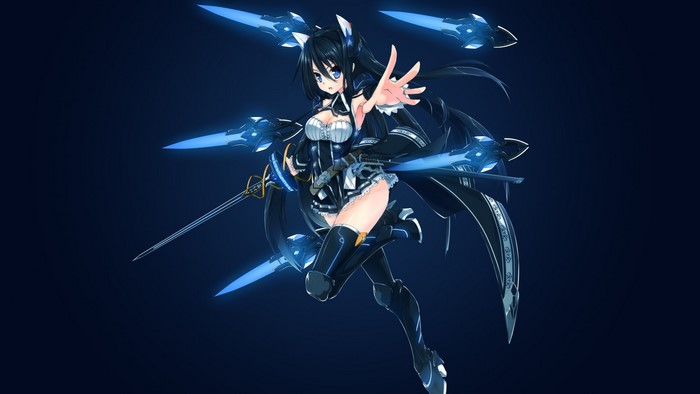 Anime girl with blue glowing swords