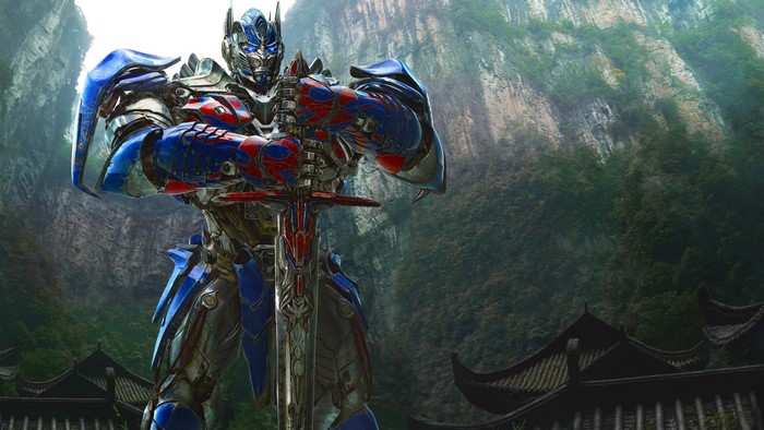 Optimus Prime from Transformers holding a sword