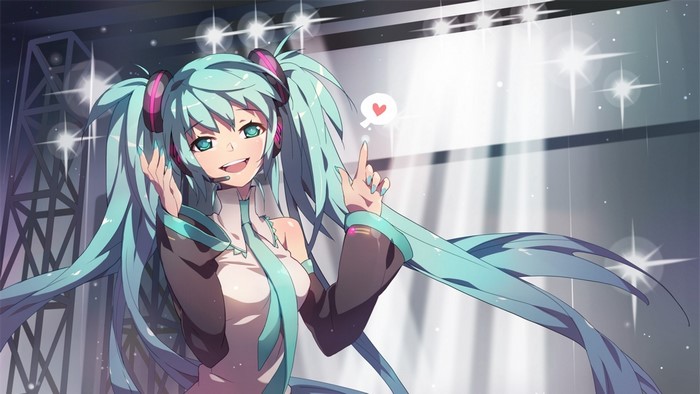 Hatsune Miku from Vocaloid performing on stage