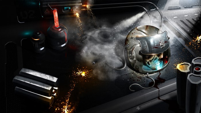 Sci-fi Helmet with Skull and Glowing Tubes