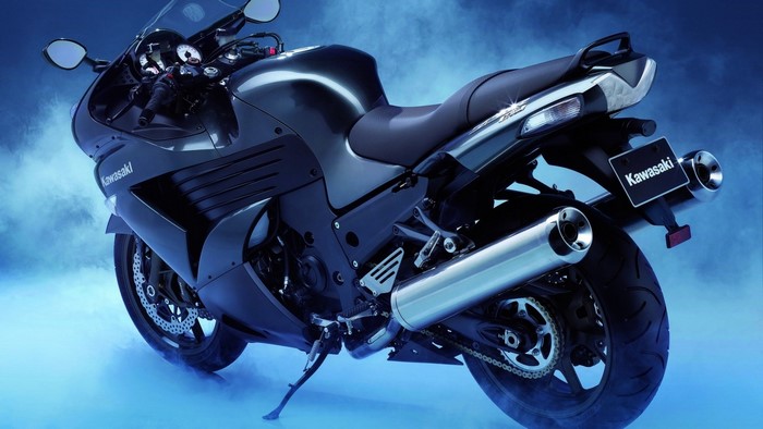 Black Kawasaki Ninja Motorcycle Rear View