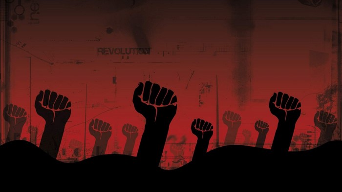 Revolutionary Fists Raised in Protest