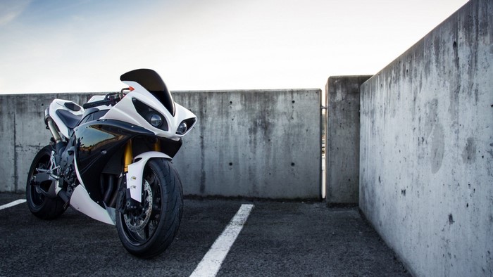 White Yamaha YZF-R1 Motorcycle