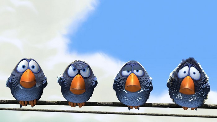 Four birds from For the Birds by Pixar