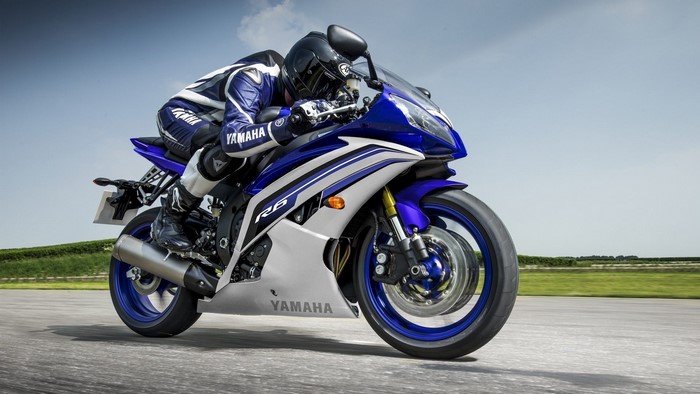 Yamaha R6 motorcycle with rider