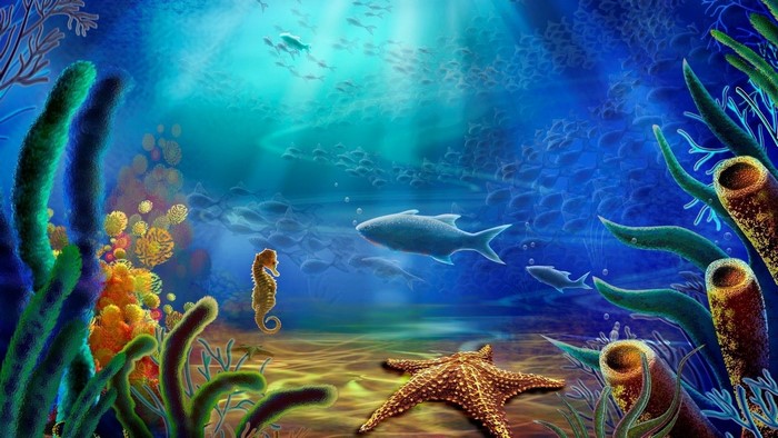 Ocean Life with Seahorse and Starfish
