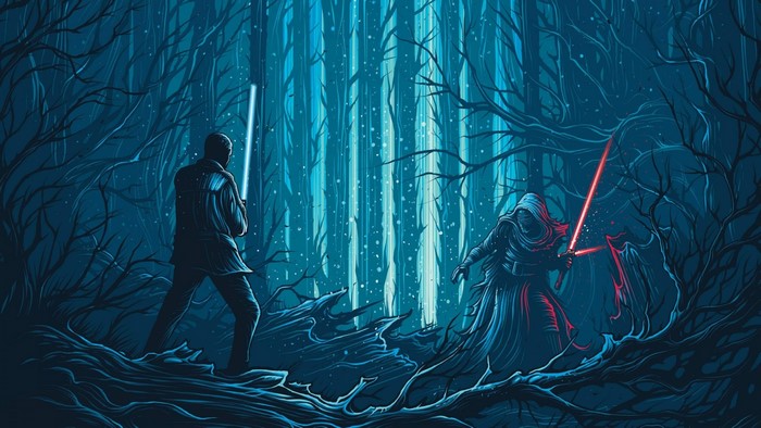 Star Wars: Kylo Ren and Luke Skywalker duel