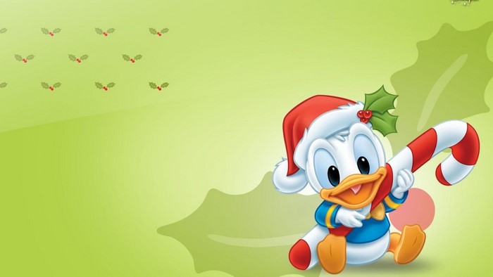 Donald Duck in Santa Hat with Candy Cane
