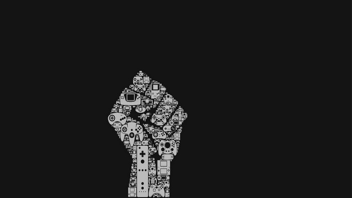 Fist made of video game controllers