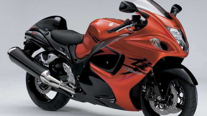 Orange and black Suzuki Hayabusa motorcycle