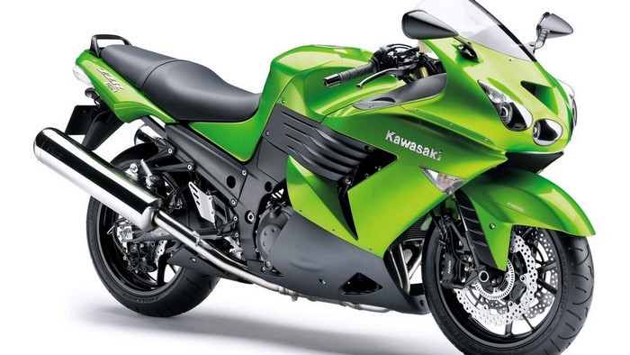 Green Kawasaki ZZR 1400 Motorcycle