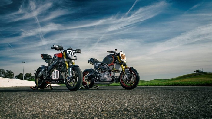 Two race motorcycles on a track