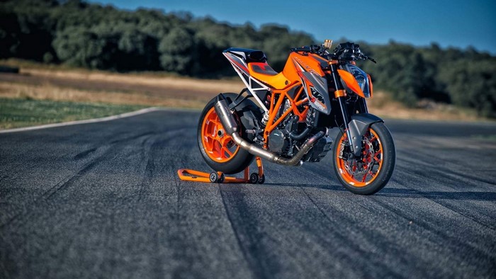 KTM 1290 Super Duke R motorcycle on a track