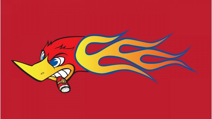 Woody Woodpecker with Flames and Cigar