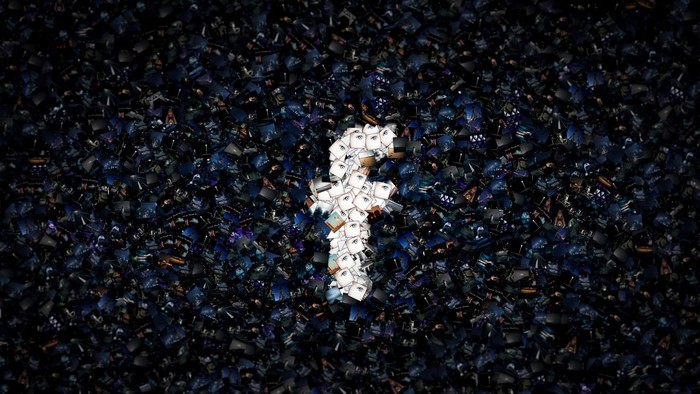 Facebook logo made of photos