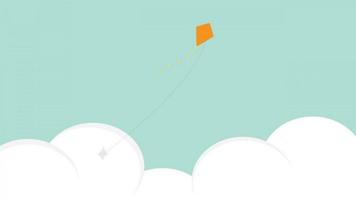 Minimalist kite flying in the sky above clouds