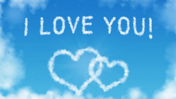 I Love You clouds with hearts