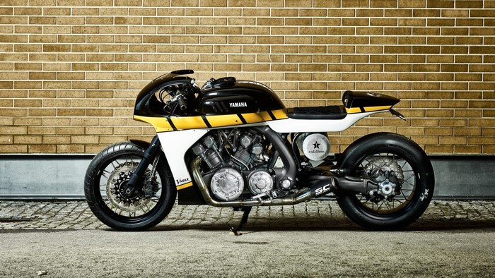 Custom Yamaha Vmax motorcycle with fairing