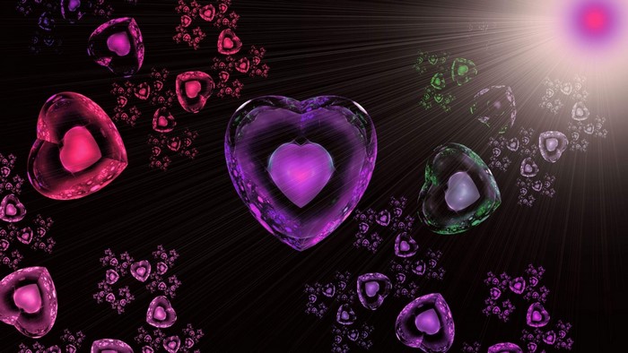Fractal Hearts with Light Rays