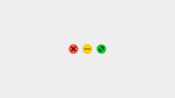 Minimalist traffic light icons: red X, yellow minus, green check