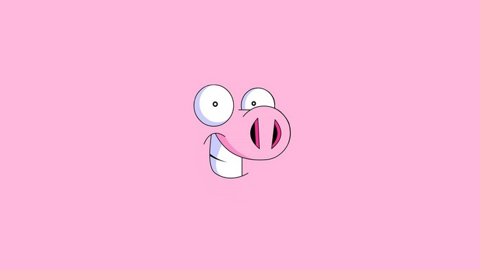 Happy Pink Pig Face Minimal Flat