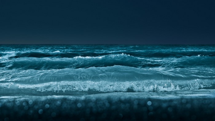 Ocean waves at night
