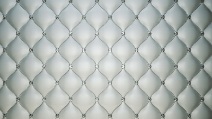 Tufted White Leather Pattern with Diamonds