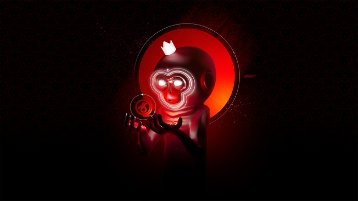 Red monkey with crown holding a glowing orb