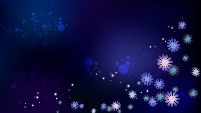 Blue Floral Pattern with Swirls