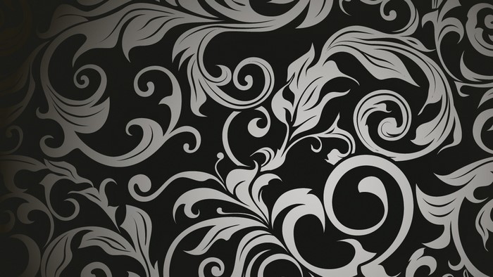 Vintage Floral Pattern on Black