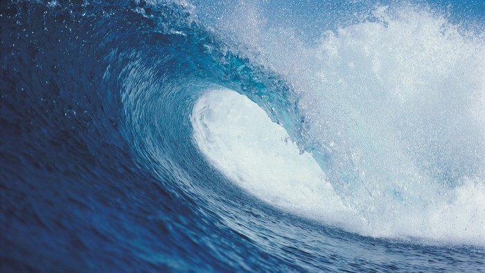Blue Ocean Wave Crashing