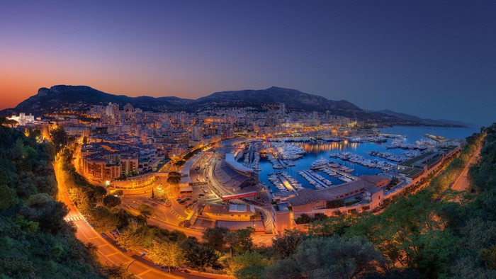 Monte Carlo Harbor at Dusk Panorama