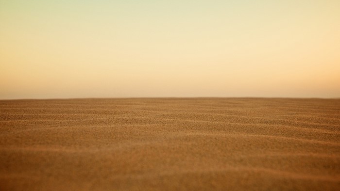 Sand dunes under a pale sky
