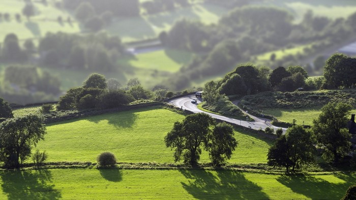 Rural Country Hills with Tilt Shift Effect