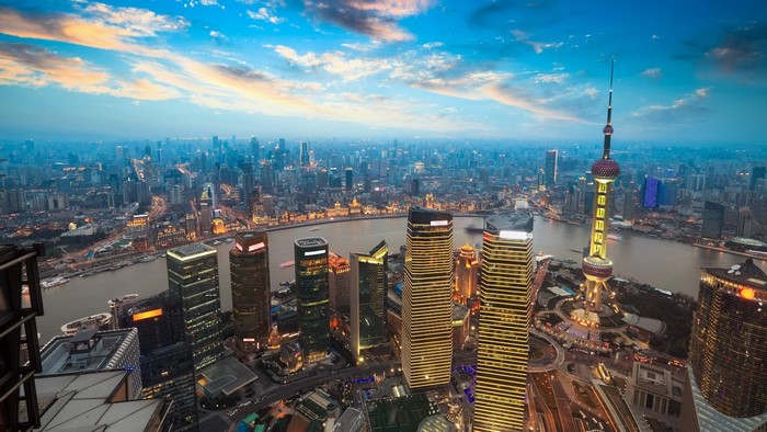 Shanghai skyline with Oriental Pearl Tower
