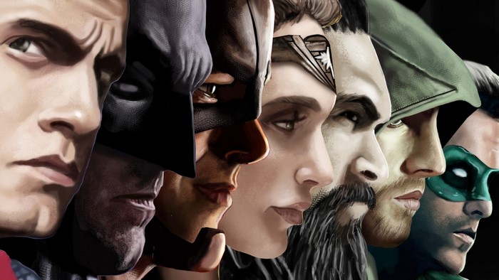 Justice League characters in profile