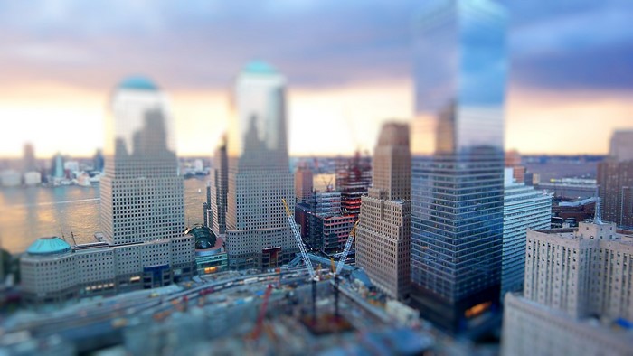 New York City Skyline with One World Trade Center Construction