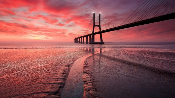 Vasco da Gama Bridge at Sunset
