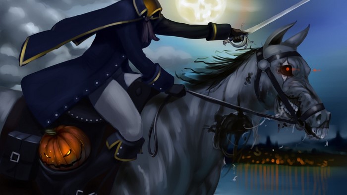 The Headless Horseman on a zombie horse