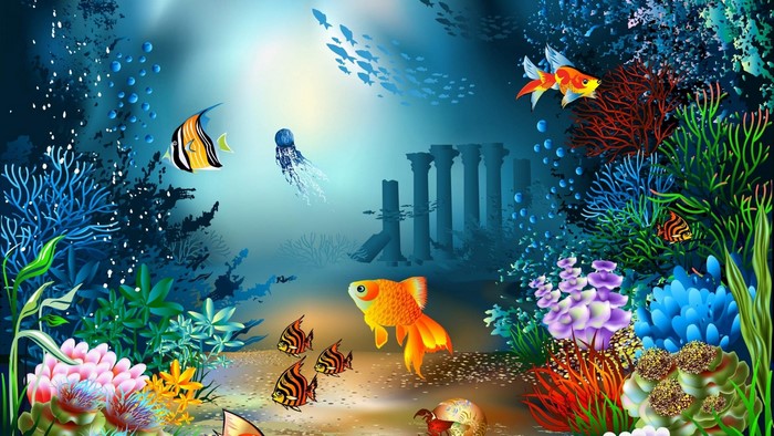 Underwater World Sea Life Vector