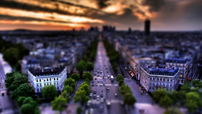 Paris Tilt Shift View from Arc de Triomphe