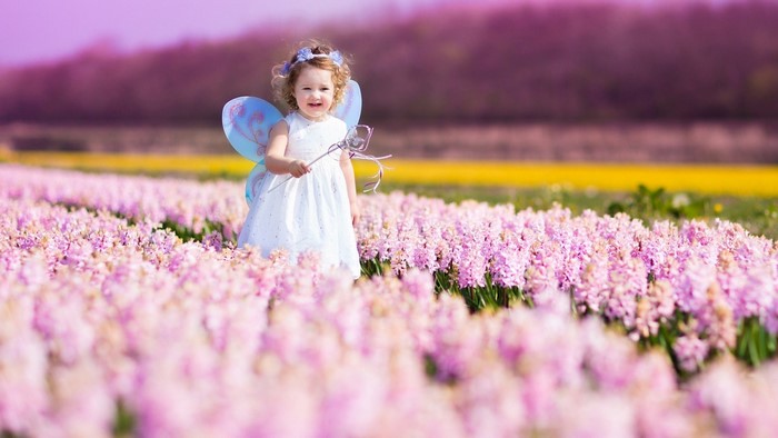 Little Fairy Girl in Flower Field