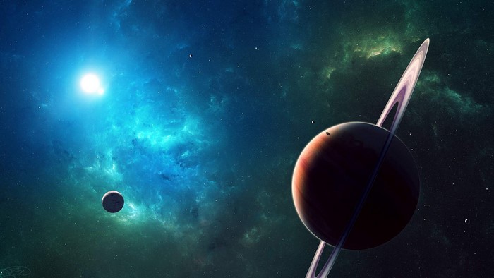 Space scene with planets and nebula