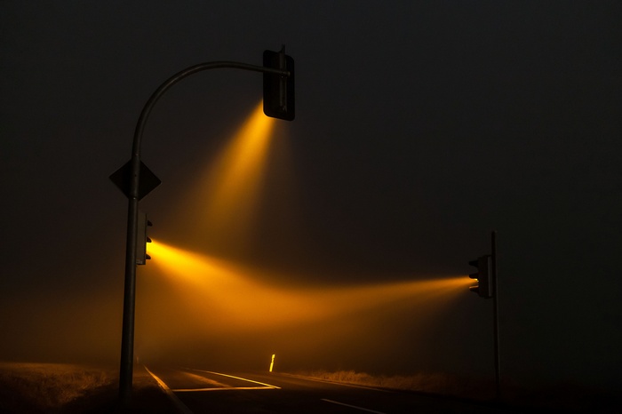 Dark, Traffic lights, Street lights