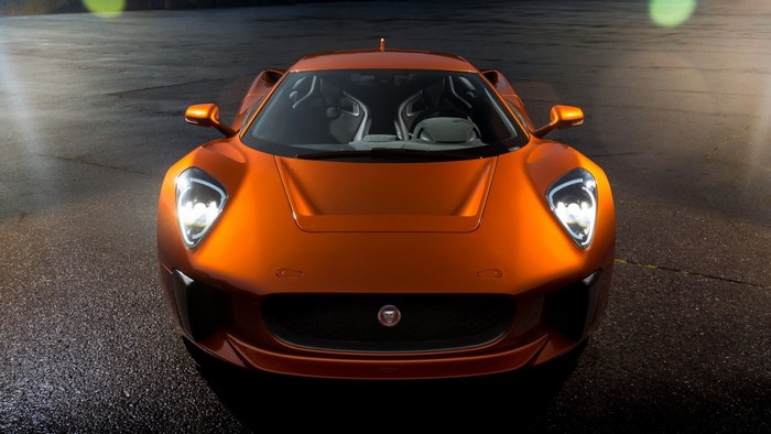 Orange Jaguar CX75 sports car