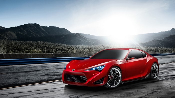 Red Scion FR-S 2011 Concept car on a road