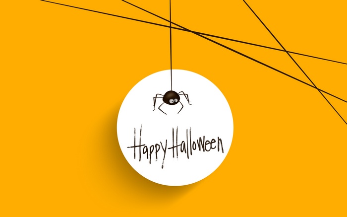 Happy Halloween spider on web
